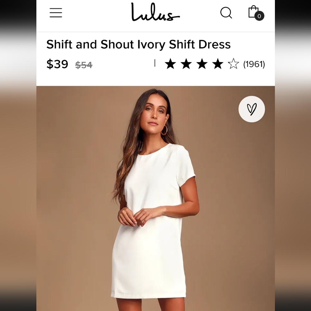 Lulus White Shift Dress NWT